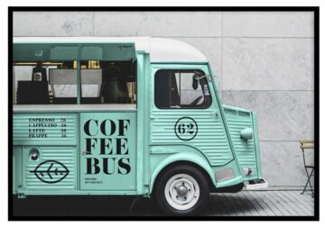 Unik buss som säljer kaffe poster