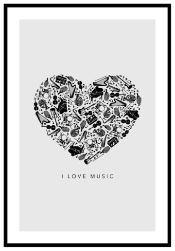 i love music text poster