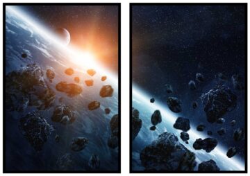 jorden och asteroider cool poster