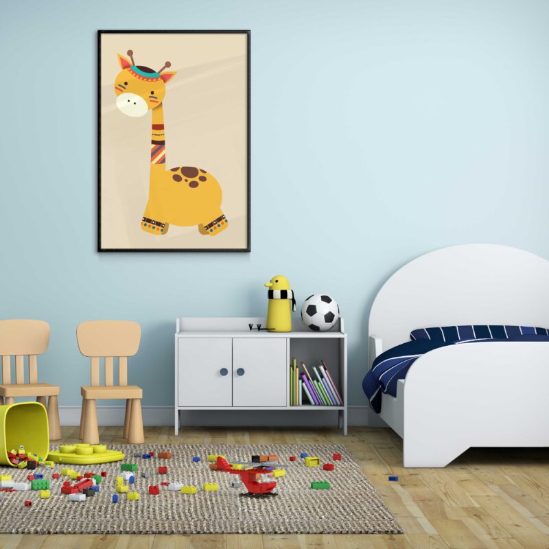 Söt giraff tecknad poster