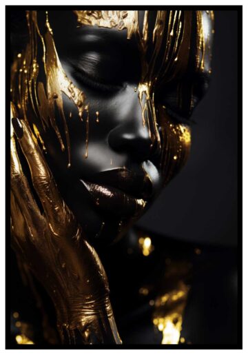 svart kvinna täckt i guld poster